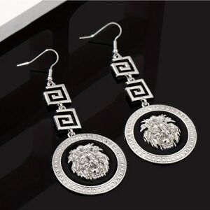 Designer Inspired Silver Lion Earrings